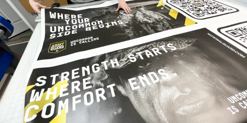 Vinyl Banner printed and ready to be cut.