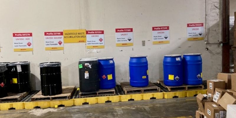 Hanging warehouse signs.