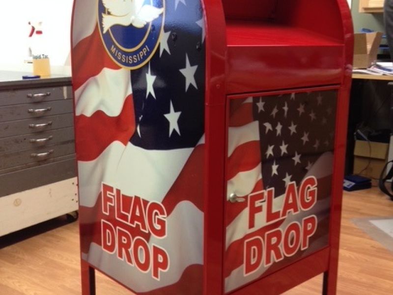 Flag drop box decal.